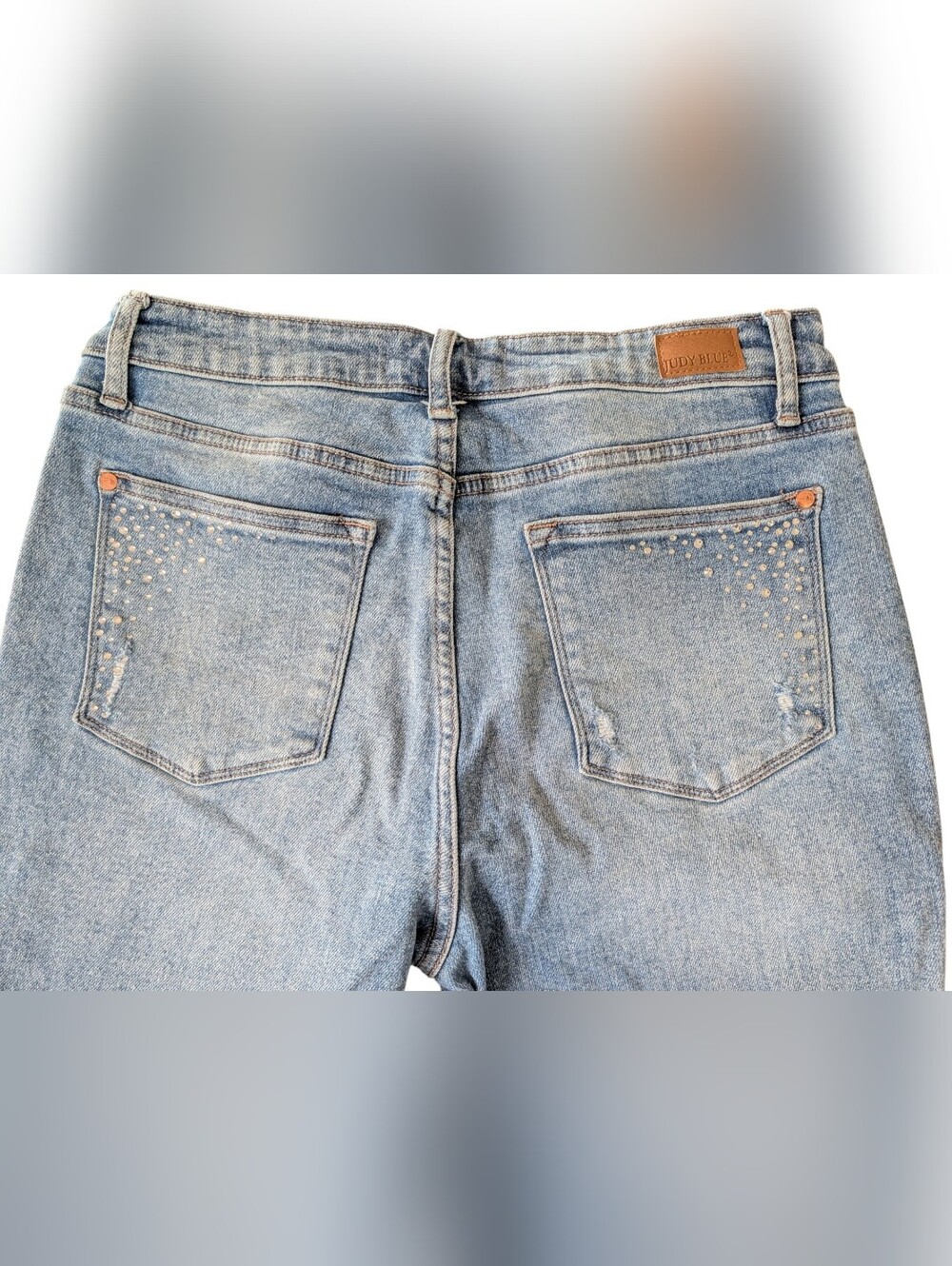 Judy Blue Rhinestone Slim Fit Distressed Jeans Size 13/31 Women's Stretch Denim - Picture 11 of 16